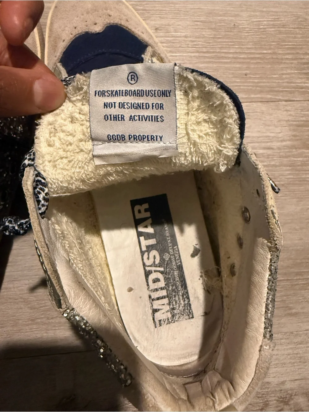 Golden Goose mid star beige/ navy sneakers size 40